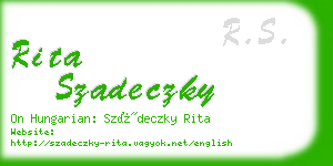 rita szadeczky business card